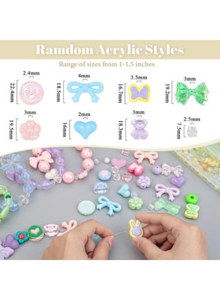 Acrylic Beads Set for Kids Ages 6+, Approx. 180–240PCS 160g, Pink, Violet & Rose Kawaii Beads for Bracelets, Necklaces, Keychains, DIY Jewelry Making & Arts & Crafts - view 2